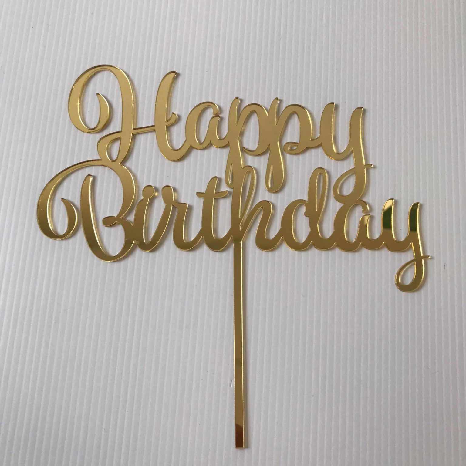 Acrylic Gold Happy Birthday Topper The Cake Eating Company NZ